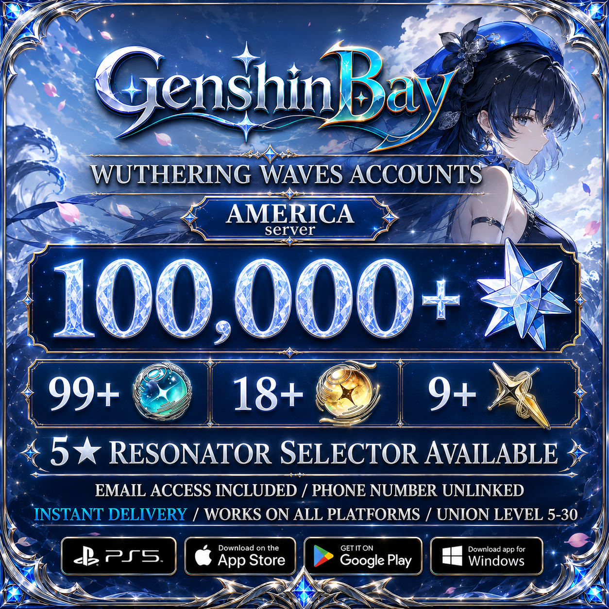 Wuthering Waves Reroll Account with Astrite [America]